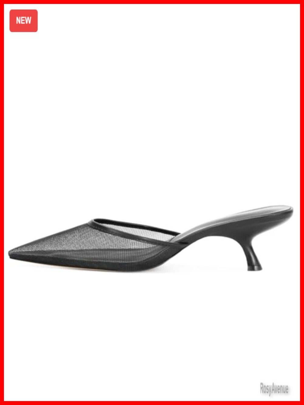 Mesh Kitten Heel Mules Pointed Toe Slip On Slingback Low Heels